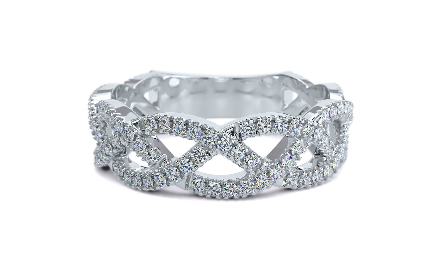 braided gold ring with diamonds 3D print model_4