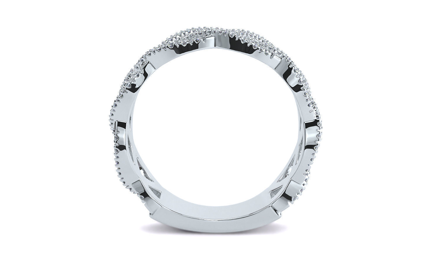 braided gold ring with diamonds 3D print model_2