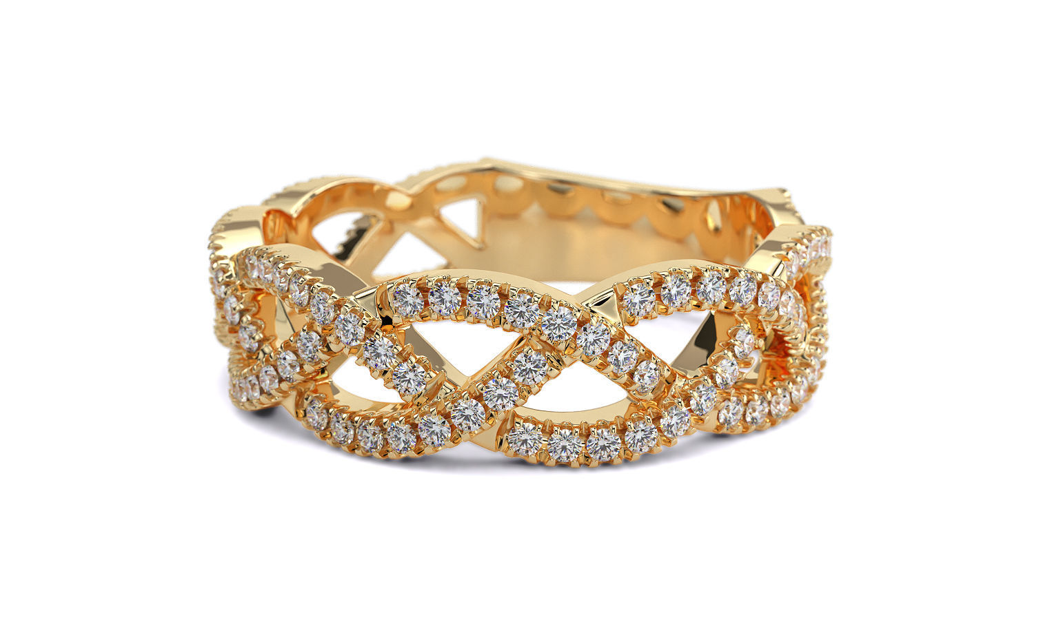 braided gold ring with diamonds 3D print model_9