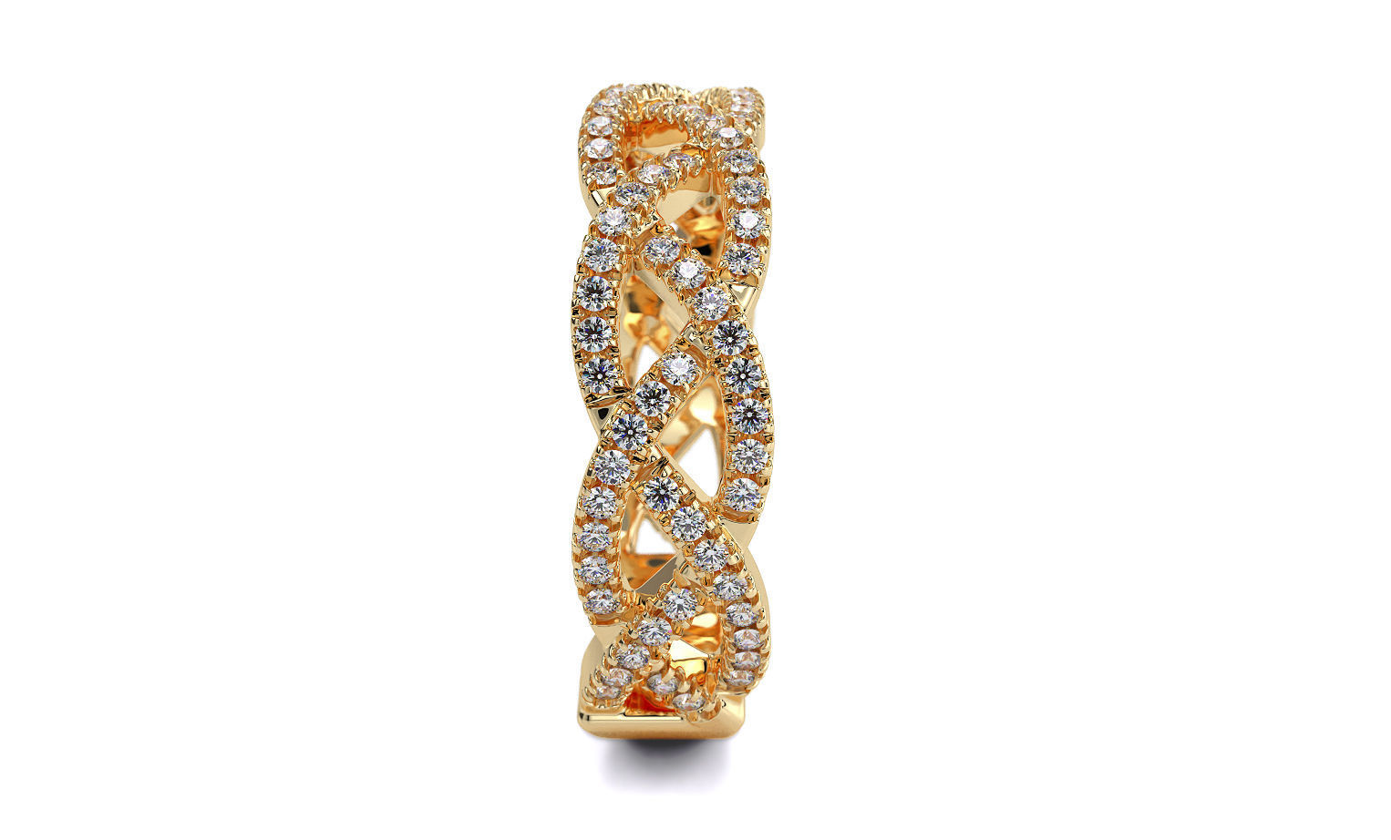 braided gold ring with diamonds 3D print model_6