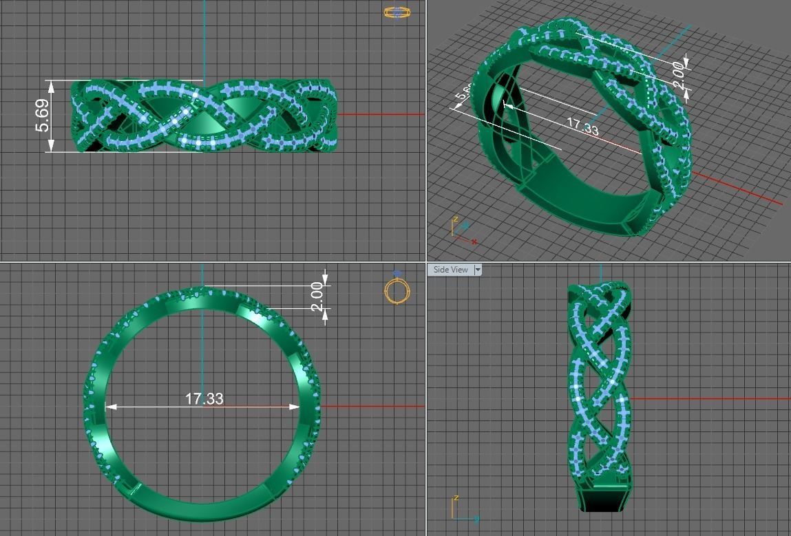 braided gold ring with diamonds 3D print model_18