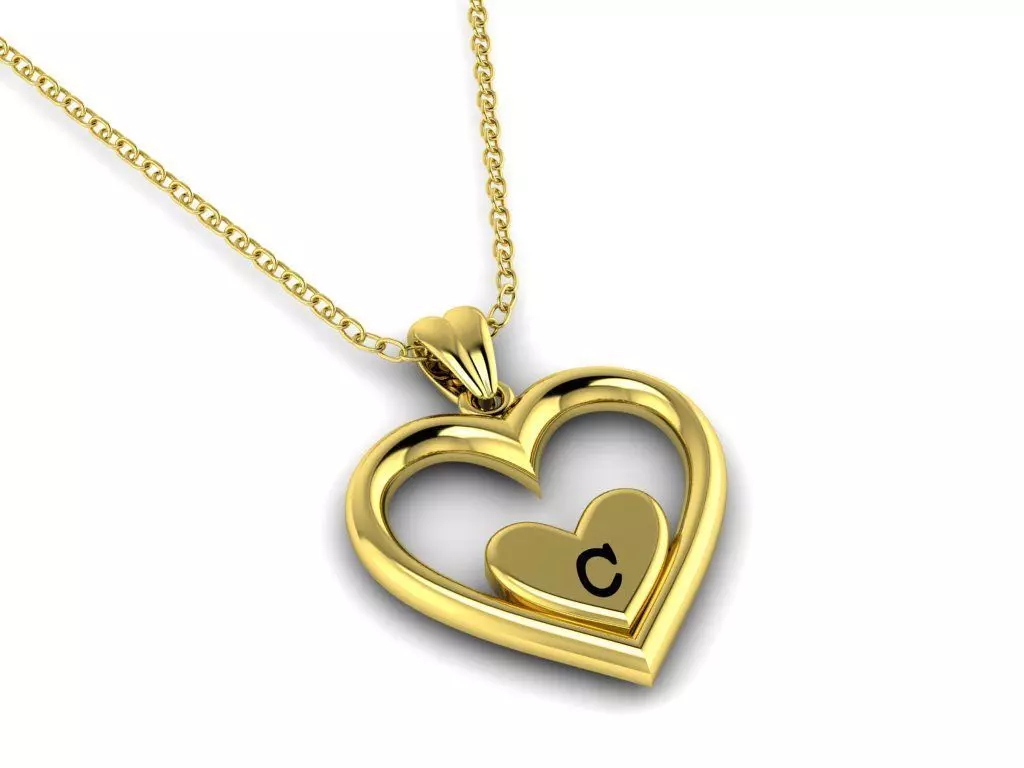 Alphabet ENAMEL 2 Pendant Letter C 3D print model_0