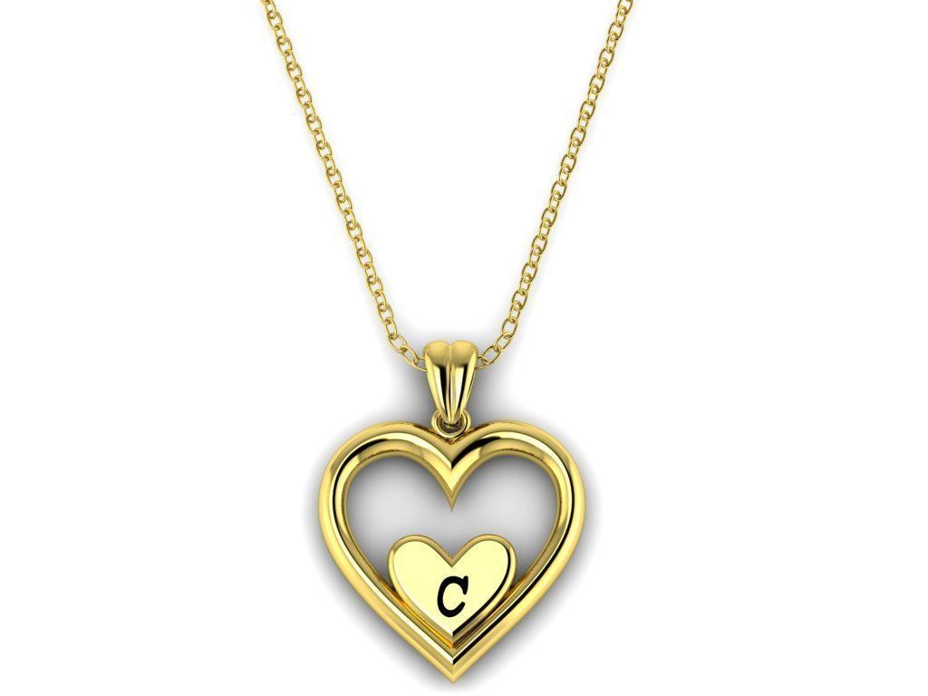 Alphabet ENAMEL 2 Pendant Letter C 3D print model_17