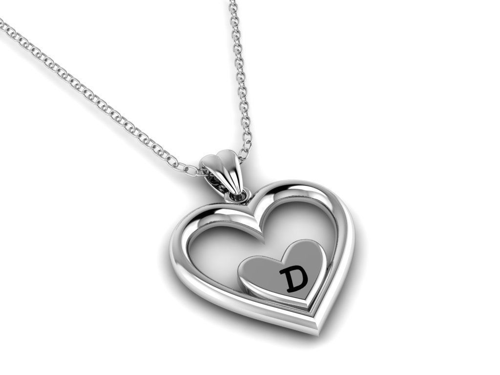 Alphabet ENAMEL 2 Pendant Letter D 3D print model_12