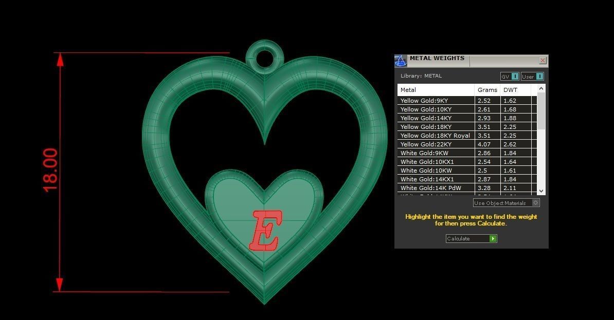 Alphabet ENAMEL 2 Pendant Letter E 3D print model_3