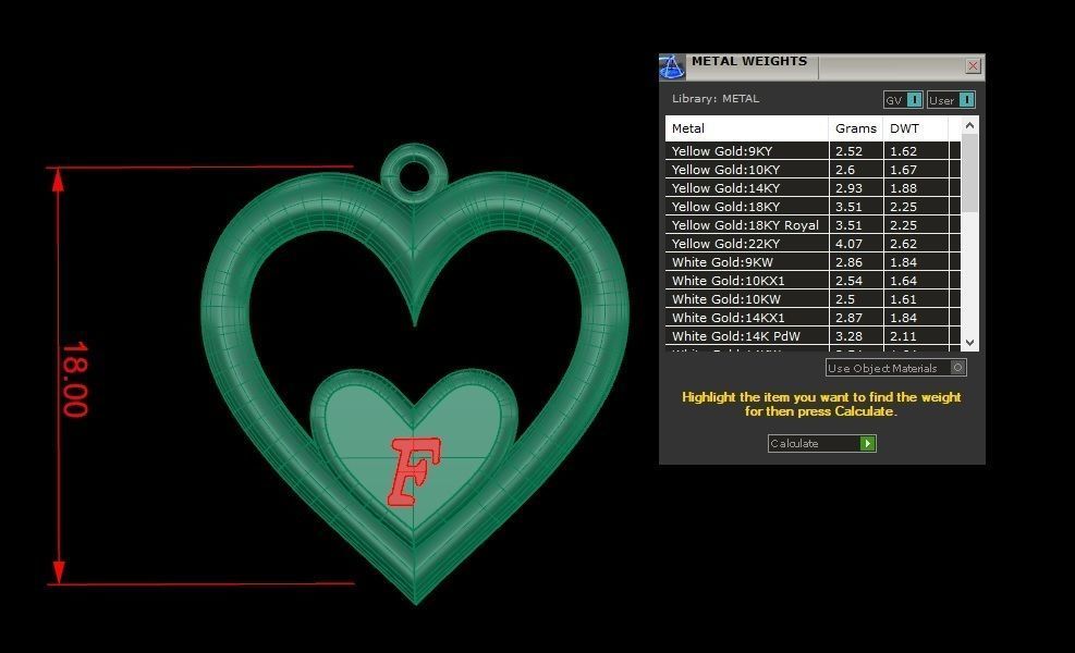 Alphabet ENAMEL 2 Pendant Letter F 3D print model_4