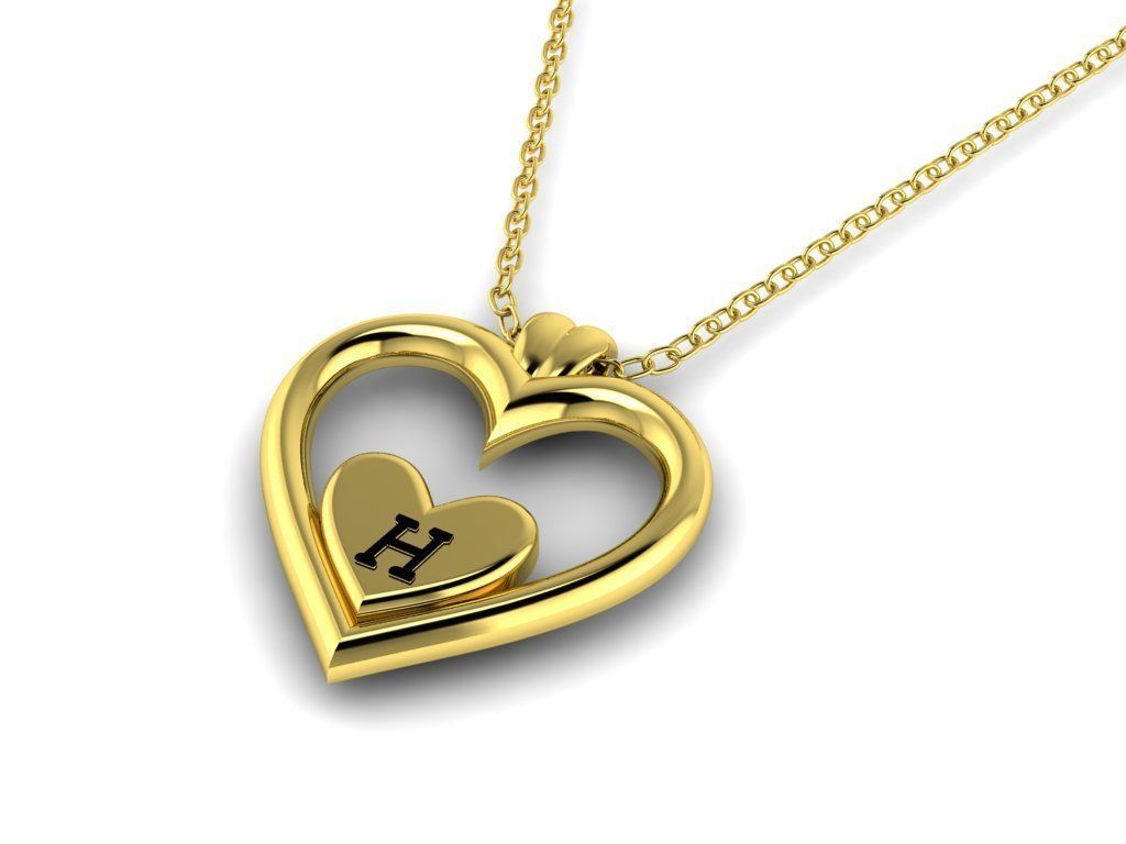 Alphabet ENAMEL 2 Pendant Letter H 3D print model_10