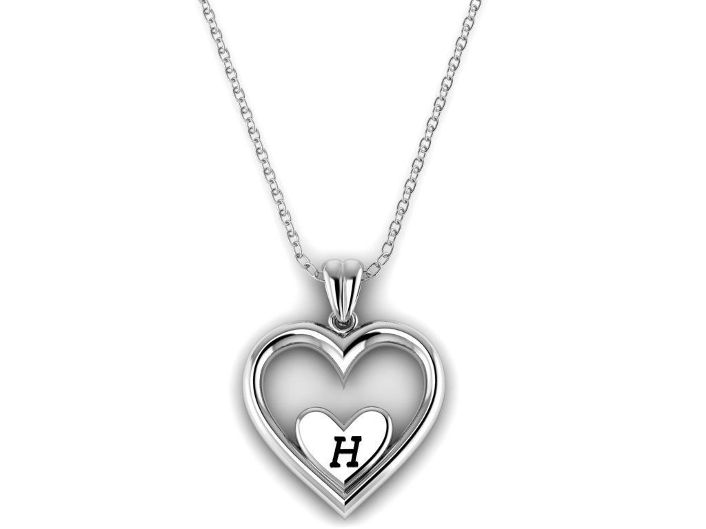 Alphabet ENAMEL 2 Pendant Letter H 3D print model_7