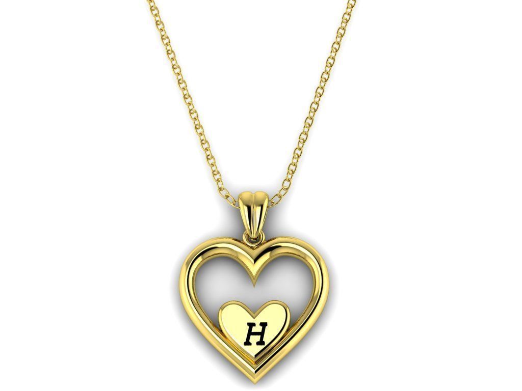 Alphabet ENAMEL 2 Pendant Letter H 3D print model_18