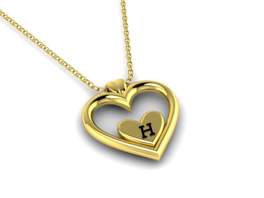 Alphabet ENAMEL 2 Pendant Letter H 3D print model_12