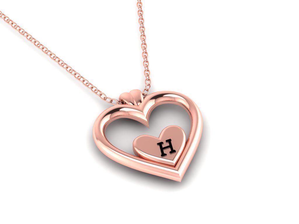 Alphabet ENAMEL 2 Pendant Letter H 3D print model_5