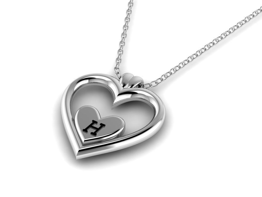 Alphabet ENAMEL 2 Pendant Letter H 3D print model_15