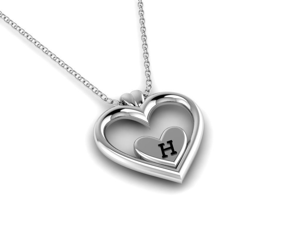 Alphabet ENAMEL 2 Pendant Letter H 3D print model_13