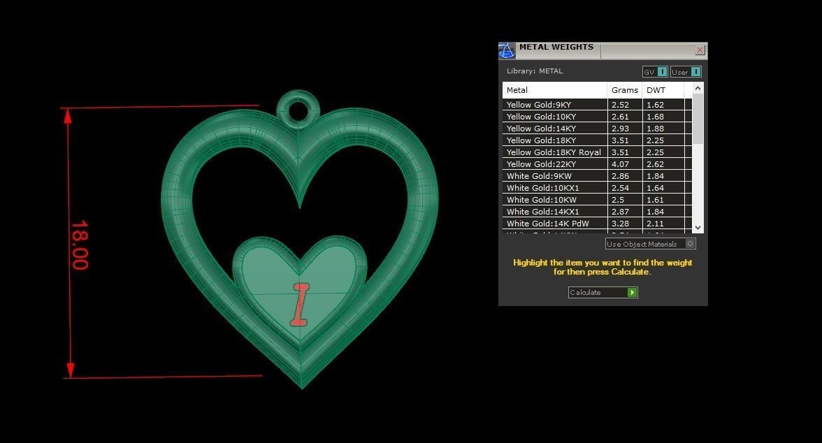 Alphabet ENAMEL 2 Pendant Letter I 3D print model_19