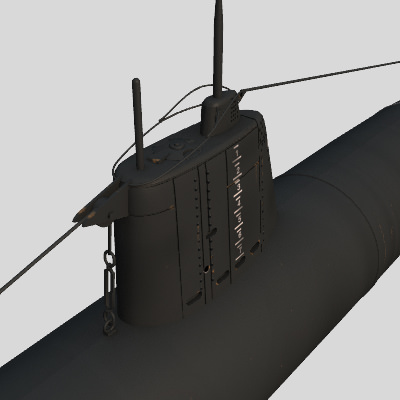 Type A Japanese Submarine 3D model_6