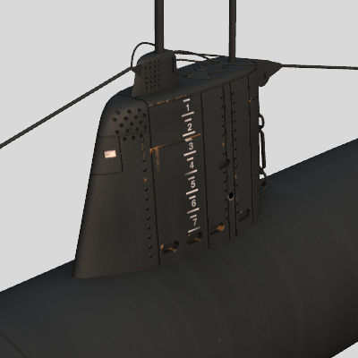 Type A Japanese Submarine 3D model_3