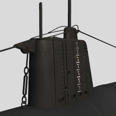 Type A Japanese Submarine 3D model_4