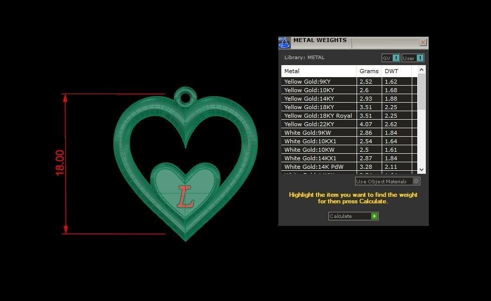 Alphabet ENAMEL 2 Pendant Letter L 3D print model_19