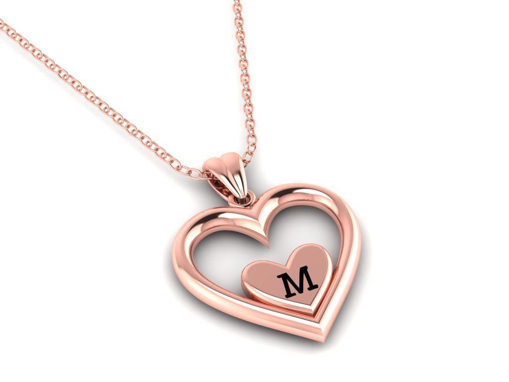 Alphabet ENAMEL 2 Pendant Letter M 3D print model_5