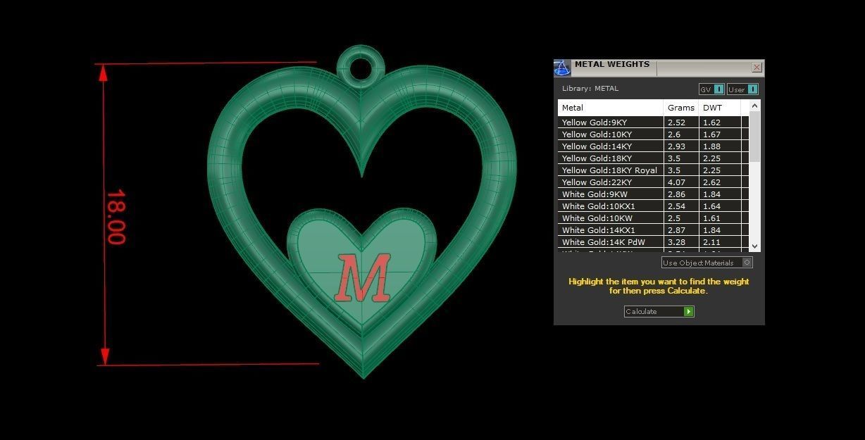 Alphabet ENAMEL 2 Pendant Letter M 3D print model_19