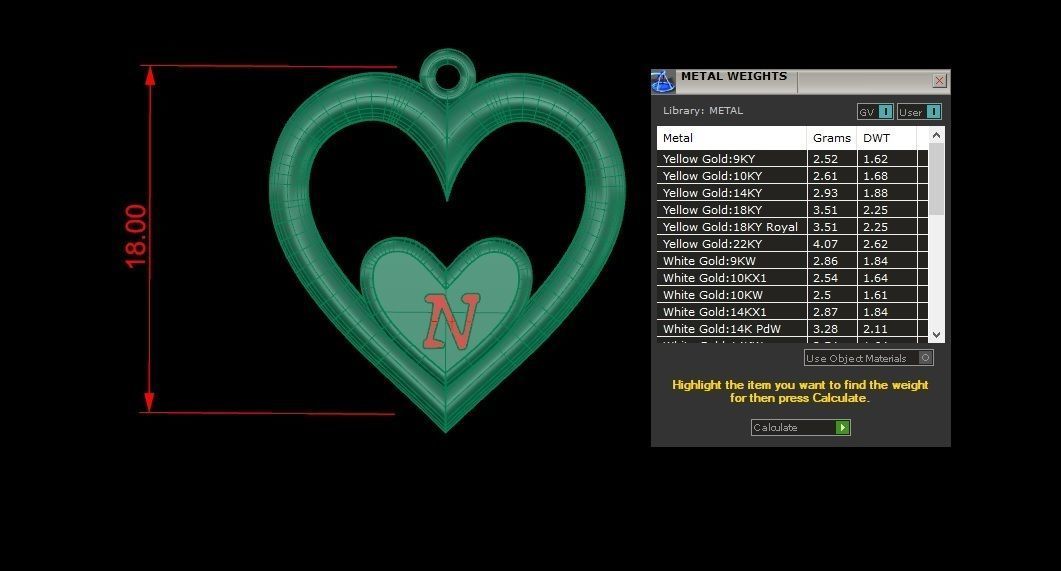 Alphabet ENAMEL 2 Pendant Letter N 3D print model_3