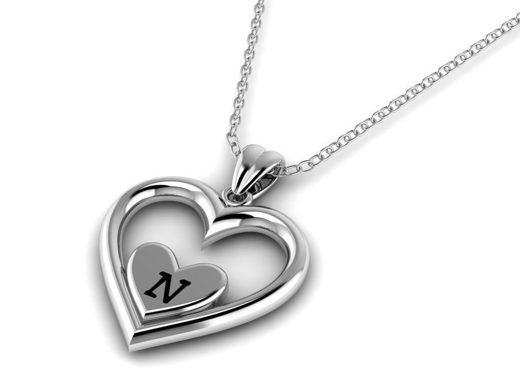 Alphabet ENAMEL 2 Pendant Letter N 3D print model_16