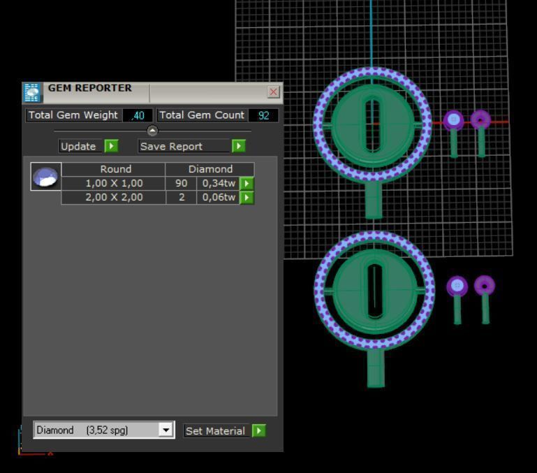 earring two rose gold stud earrings with diamonds 3D model_2