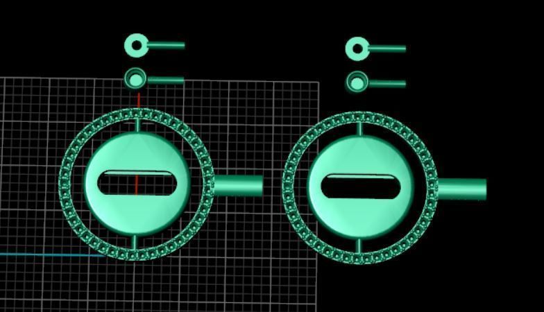 earring two rose gold stud earrings with diamonds 3D model_5