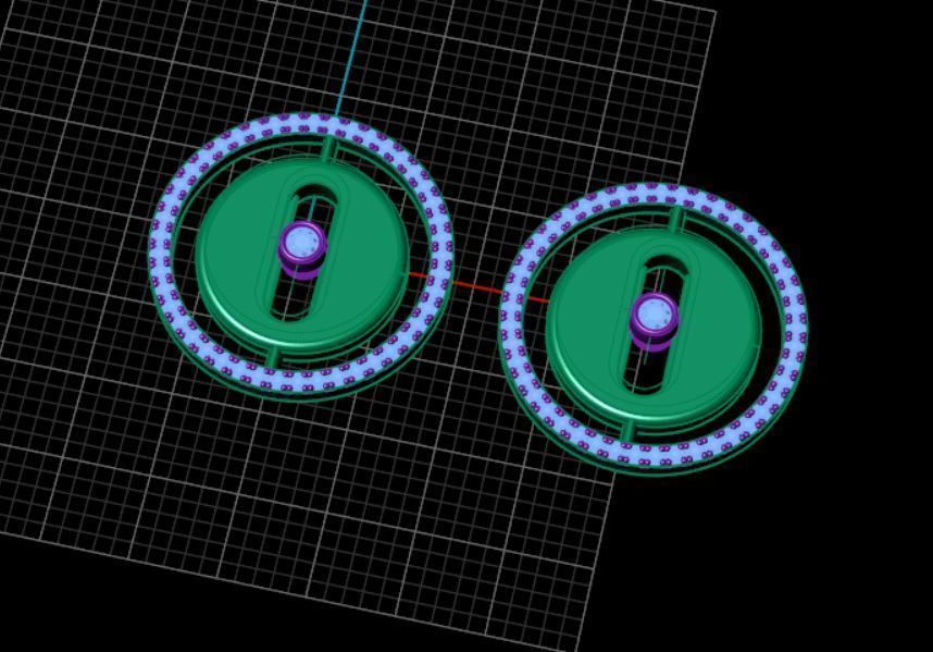 earring two rose gold stud earrings with diamonds 3D model_1