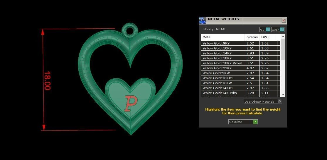 Alphabet ENAMEL 2 Pendant Letter P 3D print model_3