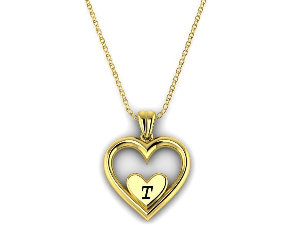 Alphabet ENAMEL 2 Pendant Letter T 3D print model_10