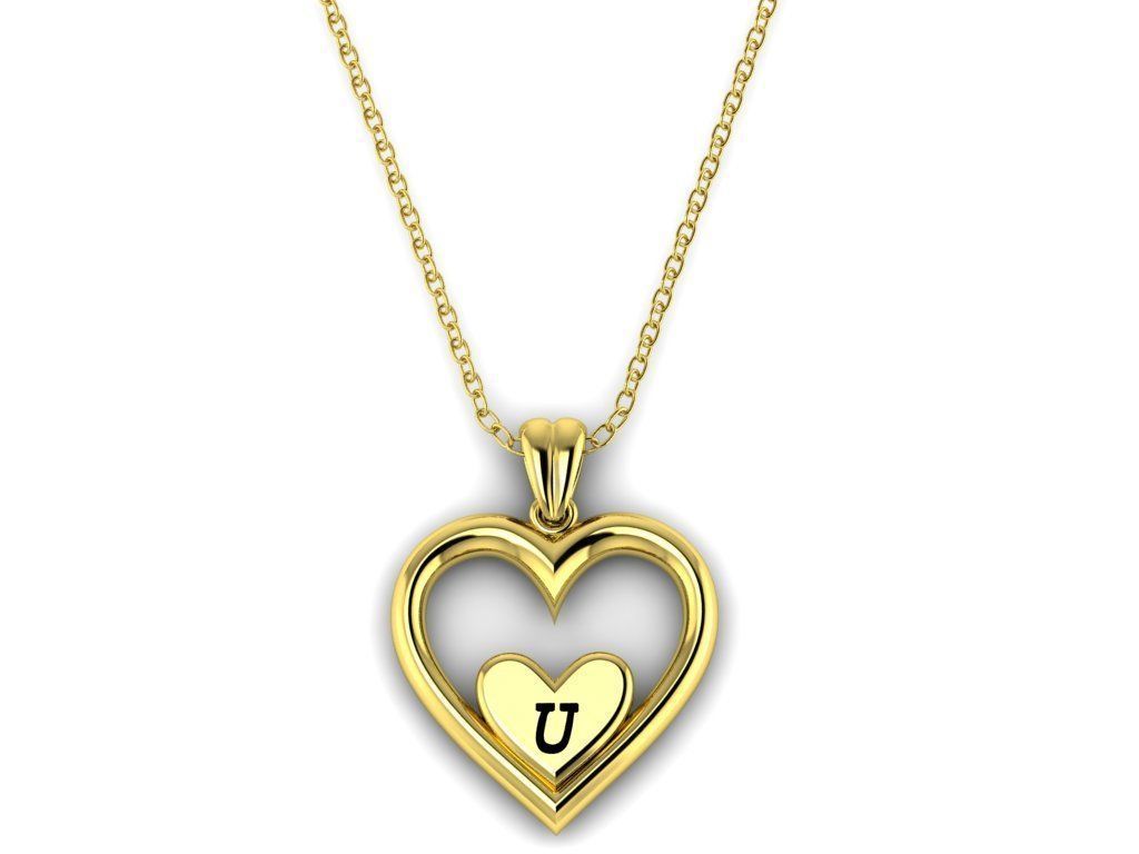 Alphabet ENAMEL 2 Pendant Letter U 3D print model_2