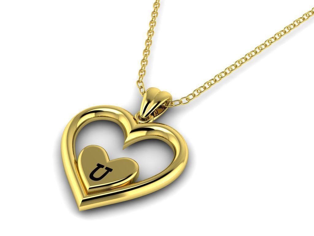 Alphabet ENAMEL 2 Pendant Letter U 3D print model_1