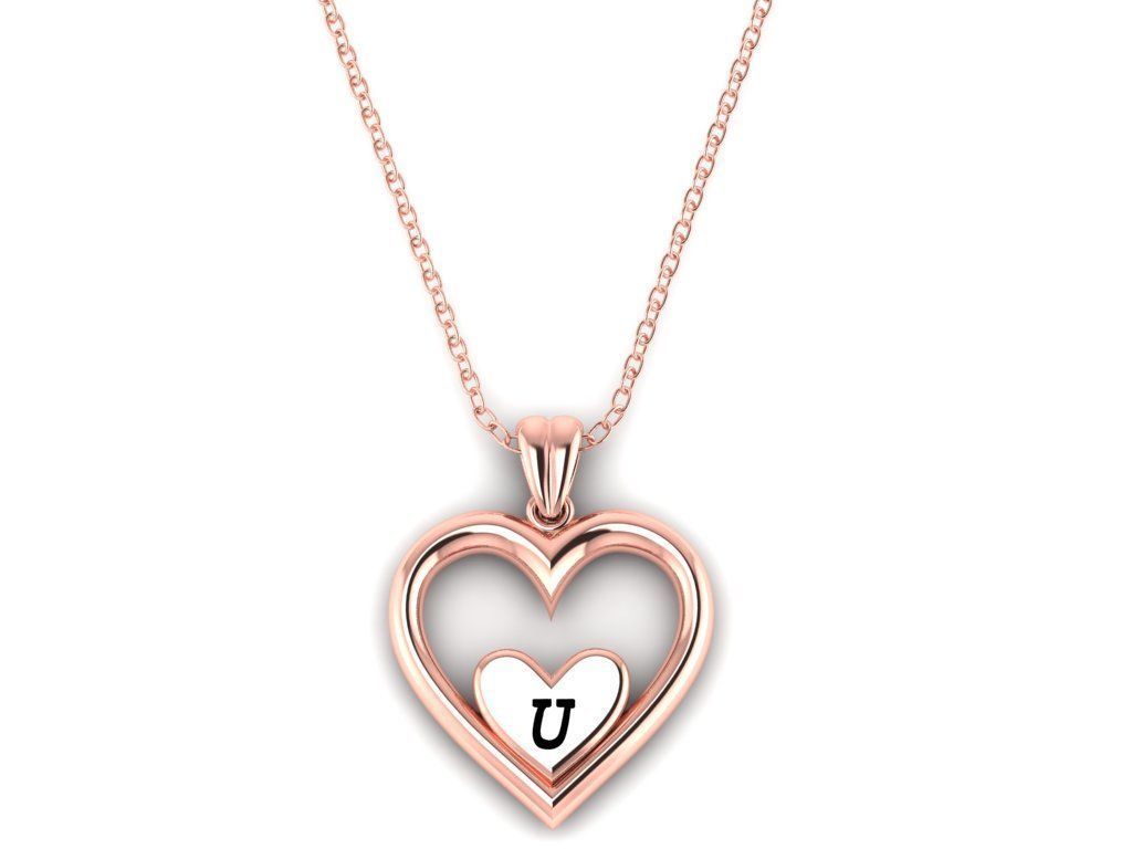 Alphabet ENAMEL 2 Pendant Letter U 3D print model_4