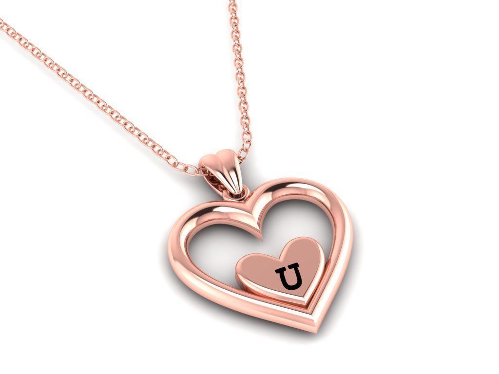 Alphabet ENAMEL 2 Pendant Letter U 3D print model_5