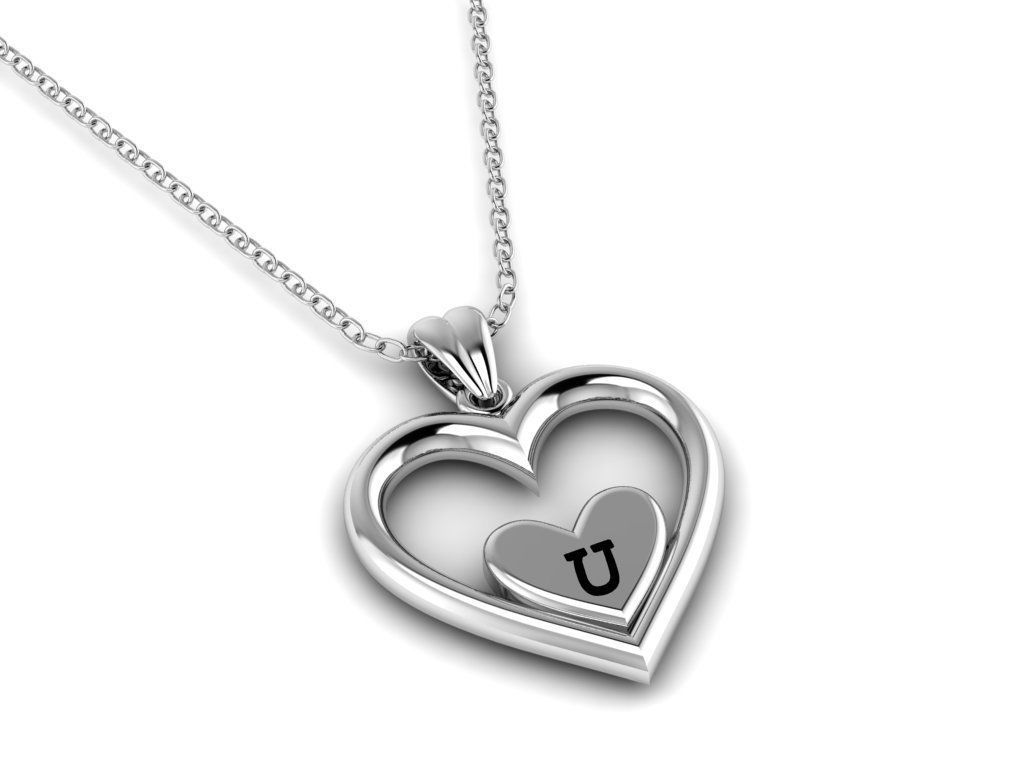 Alphabet ENAMEL 2 Pendant Letter U 3D print model_10