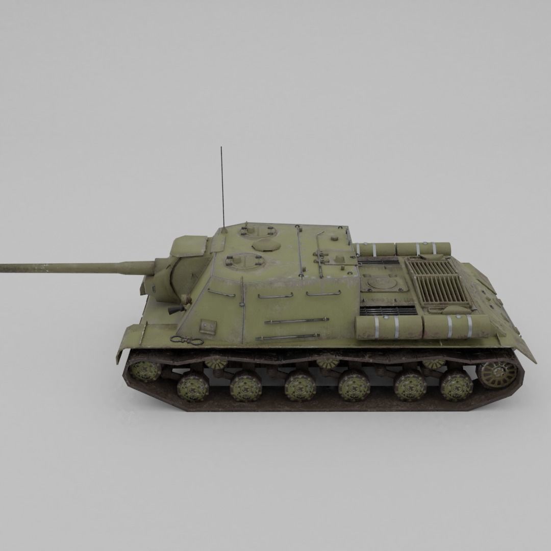 ISU-122 Tank Destroyer Low-poly 3D model_13