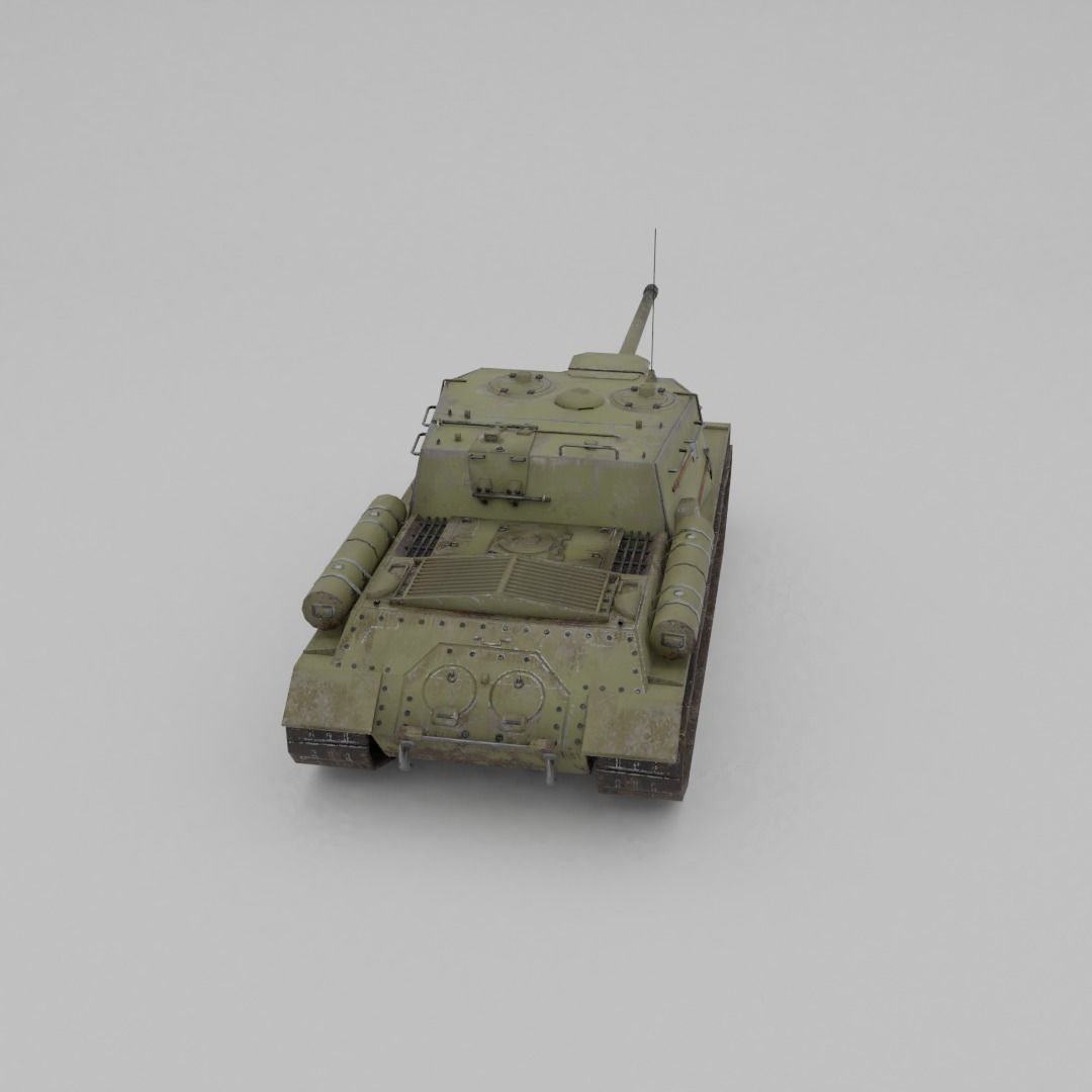 ISU-122 Tank Destroyer Low-poly 3D model_23