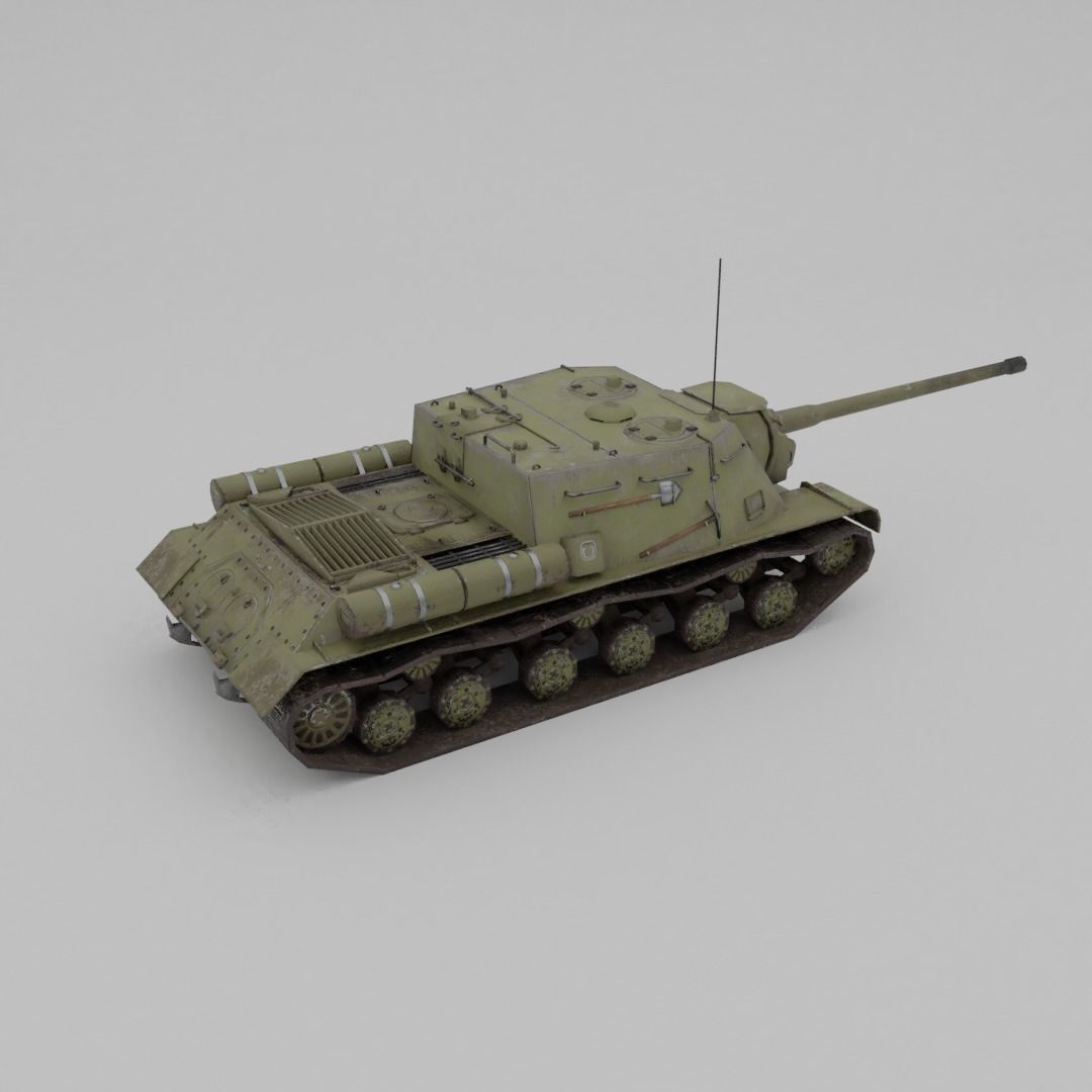 ISU-122 Tank Destroyer Low-poly 3D model_21
