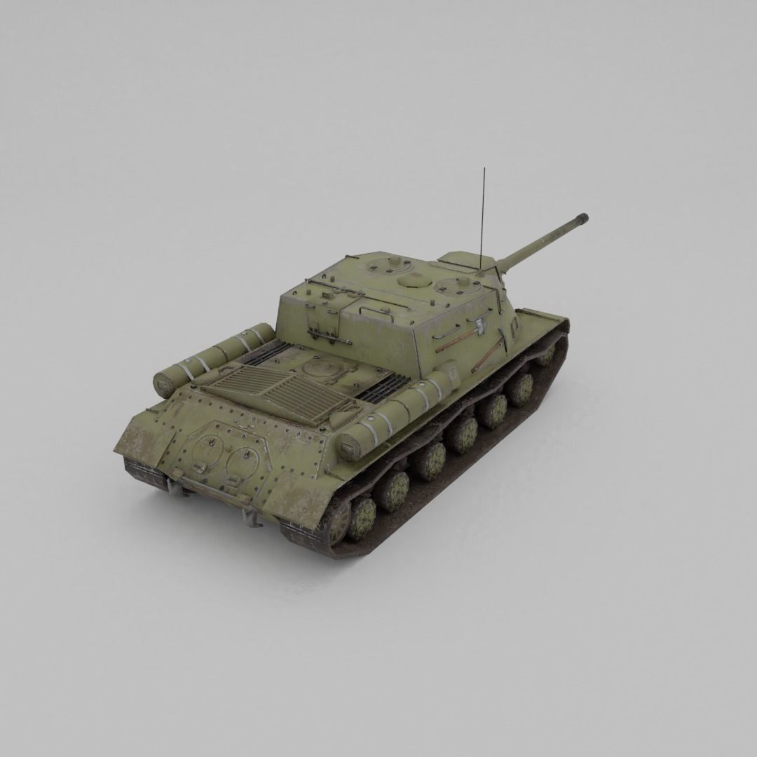 ISU-122 Tank Destroyer Low-poly 3D model_22
