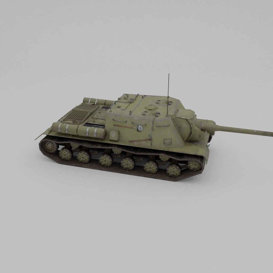 ISU-122 Tank Destroyer Low-poly 3D model_19