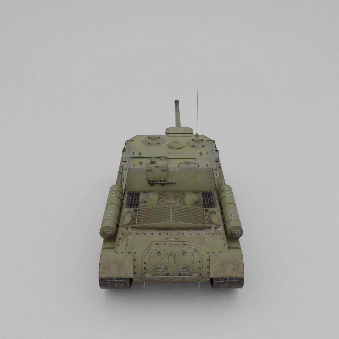 ISU-122 Tank Destroyer Low-poly 3D model_11
