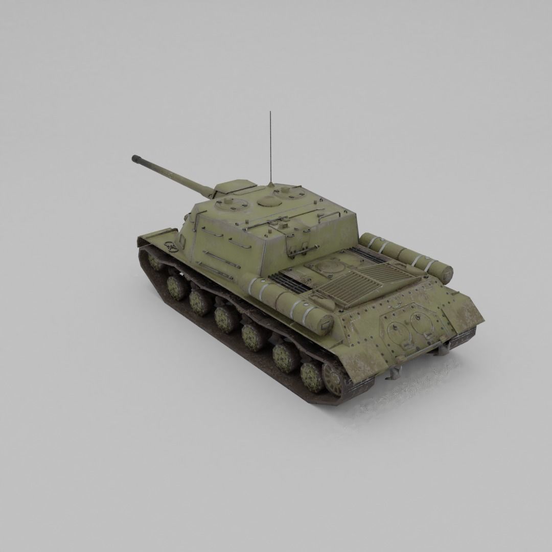 ISU-122 Tank Destroyer Low-poly 3D model_25