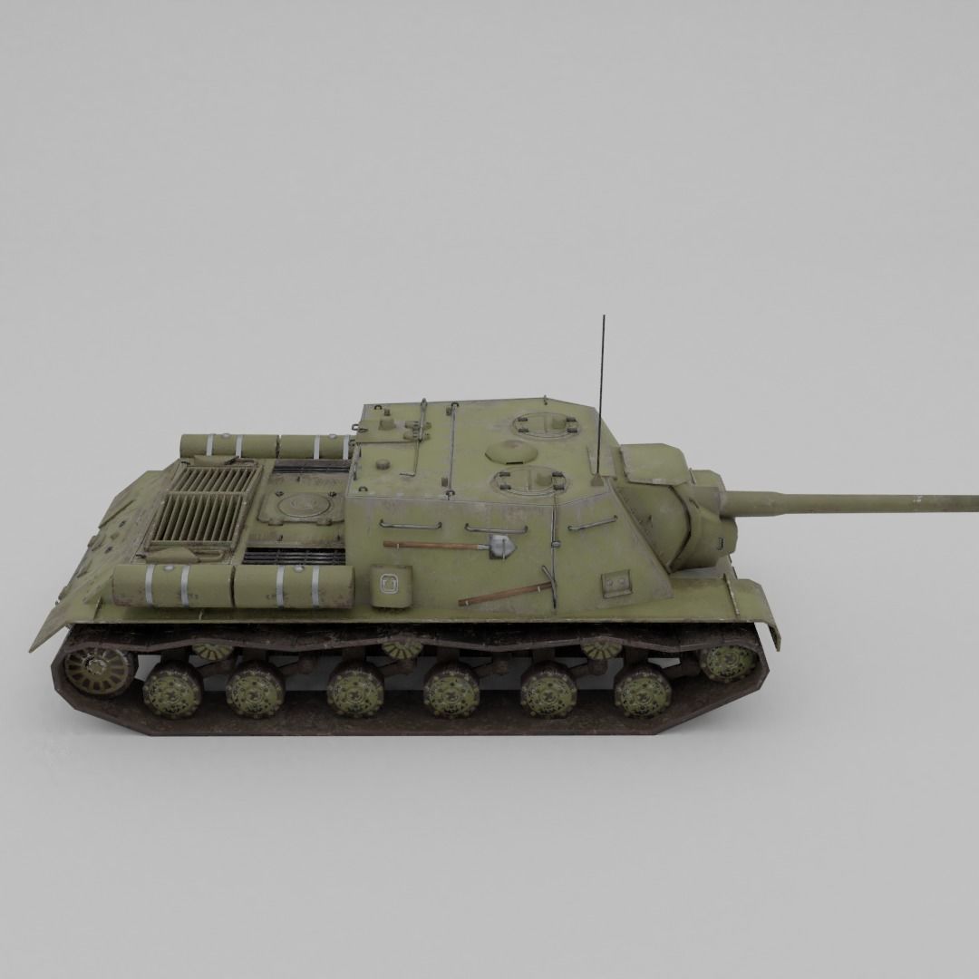 ISU-122 Tank Destroyer Low-poly 3D model_8