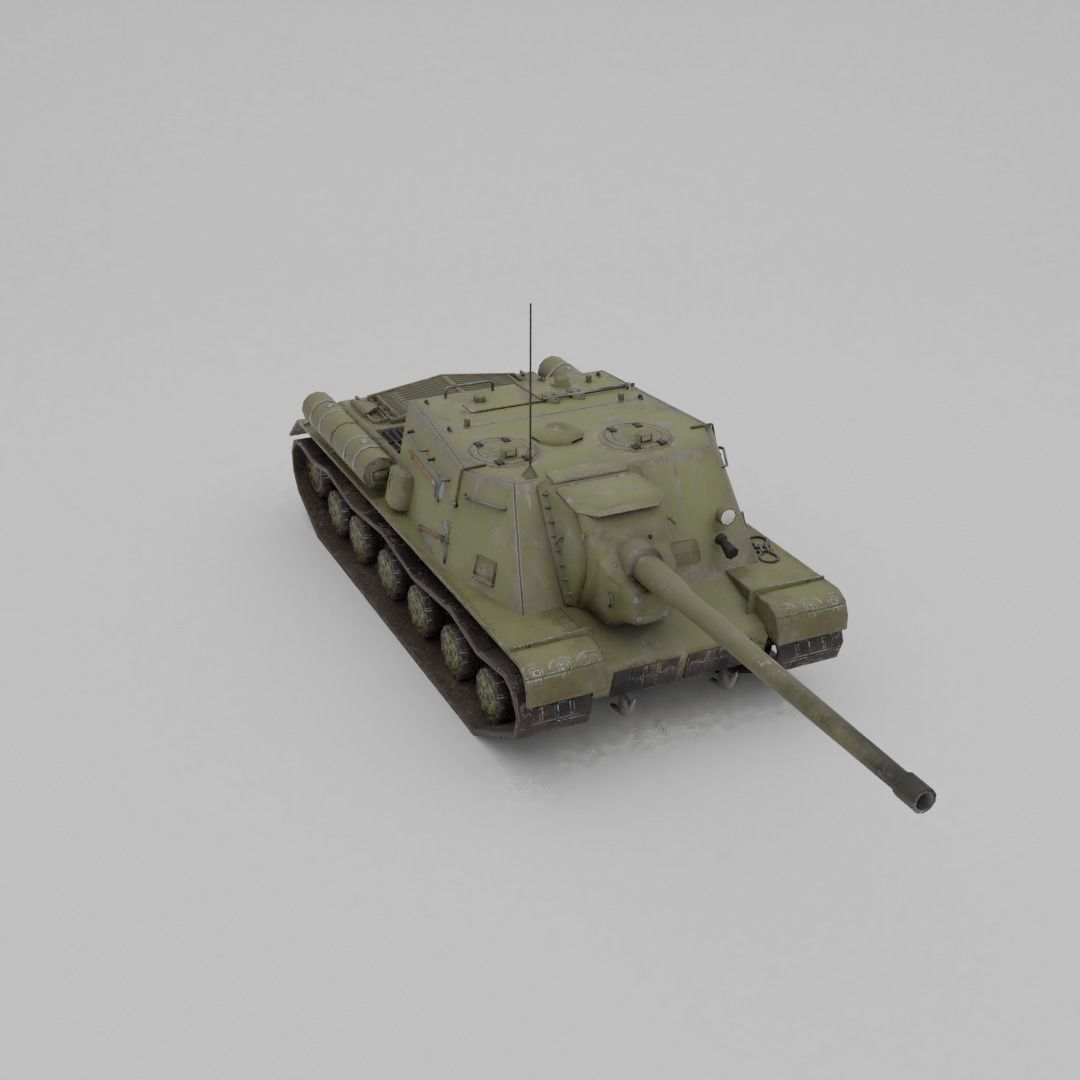 ISU-122 Tank Destroyer Low-poly 3D model_17