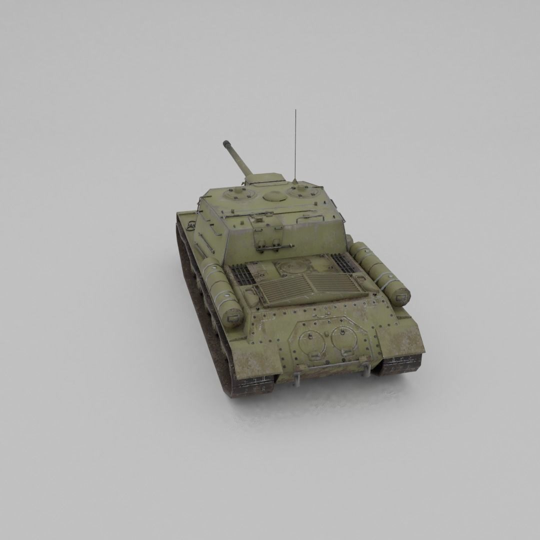 ISU-122 Tank Destroyer Low-poly 3D model_24