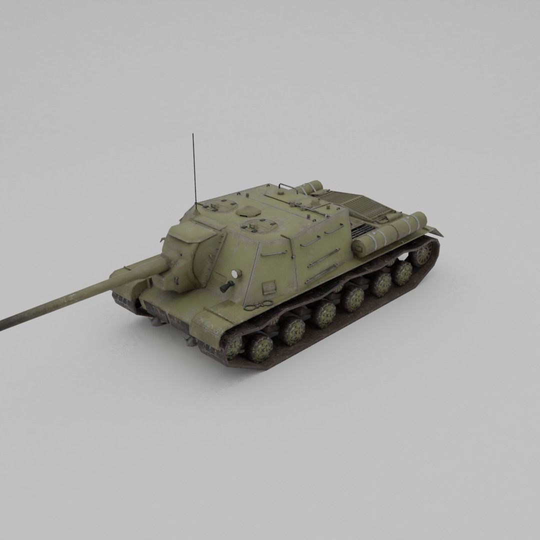 ISU-122 Tank Destroyer Low-poly 3D model_14