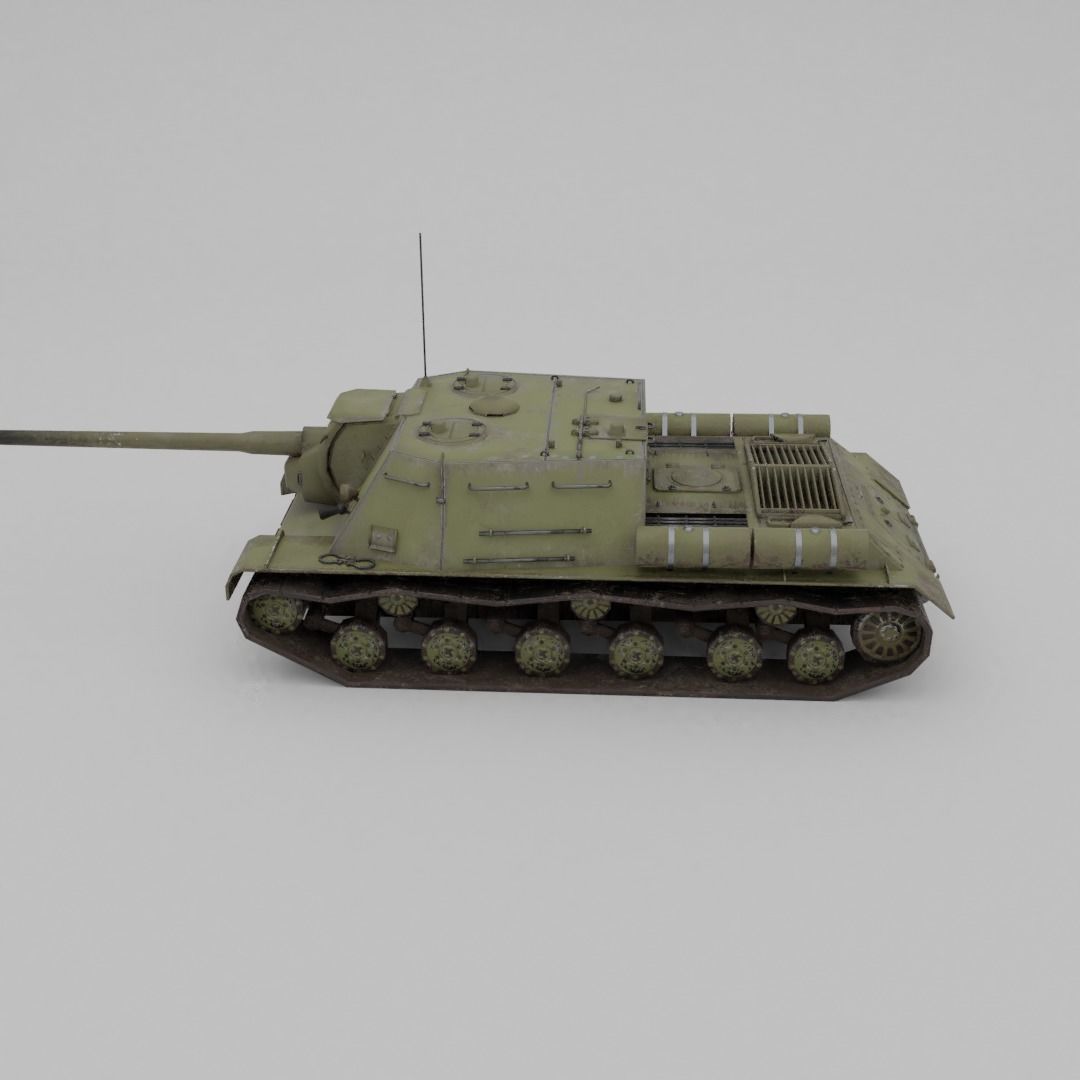 ISU-122 Tank Destroyer Low-poly 3D model_27