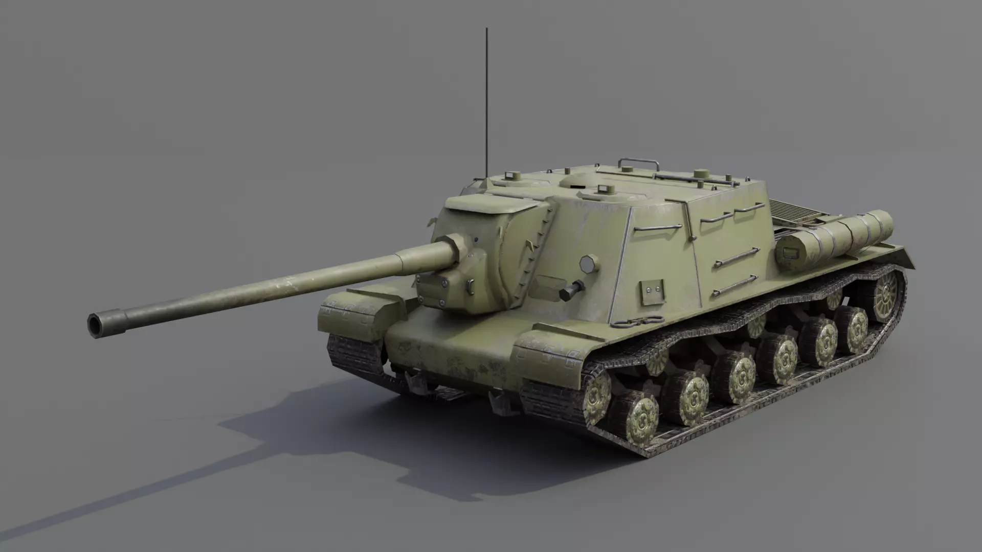 ISU-122 Tank Destroyer Low-poly 3D model_0