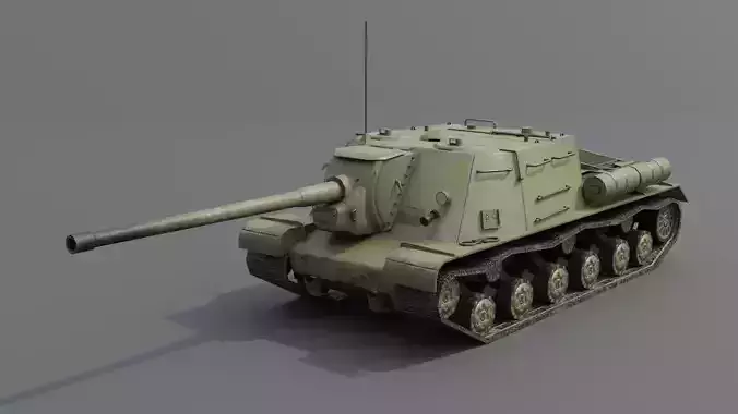 ISU-122 Tank Destroyer Low-poly 3D model